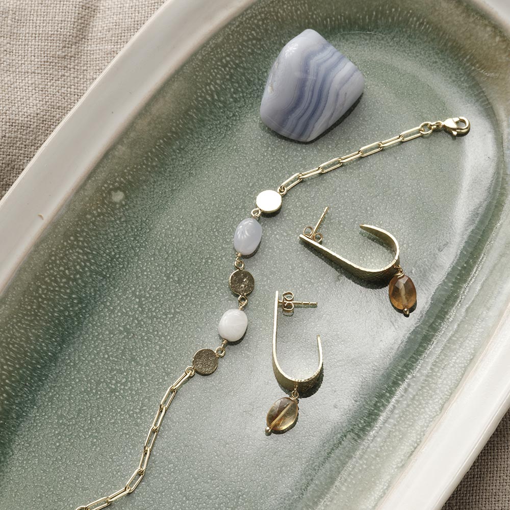 Aesthetic Blue Lace Agate Moonstone Bracelet