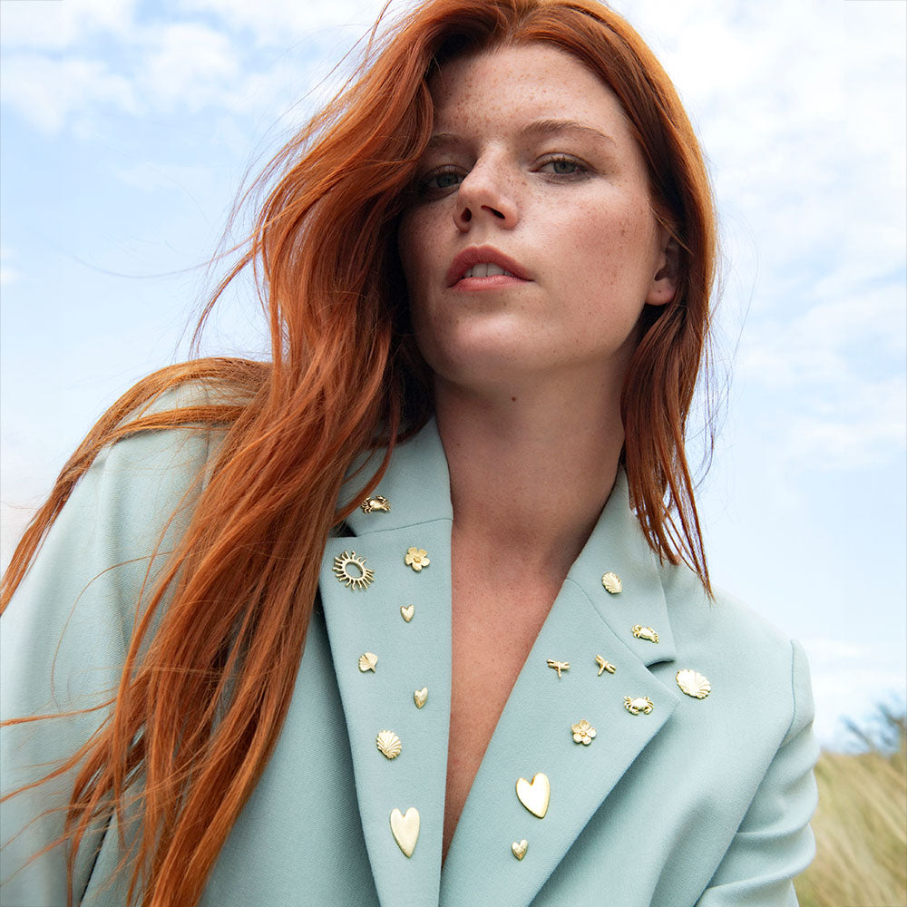 Brooch set Gingko Leaf - Heart