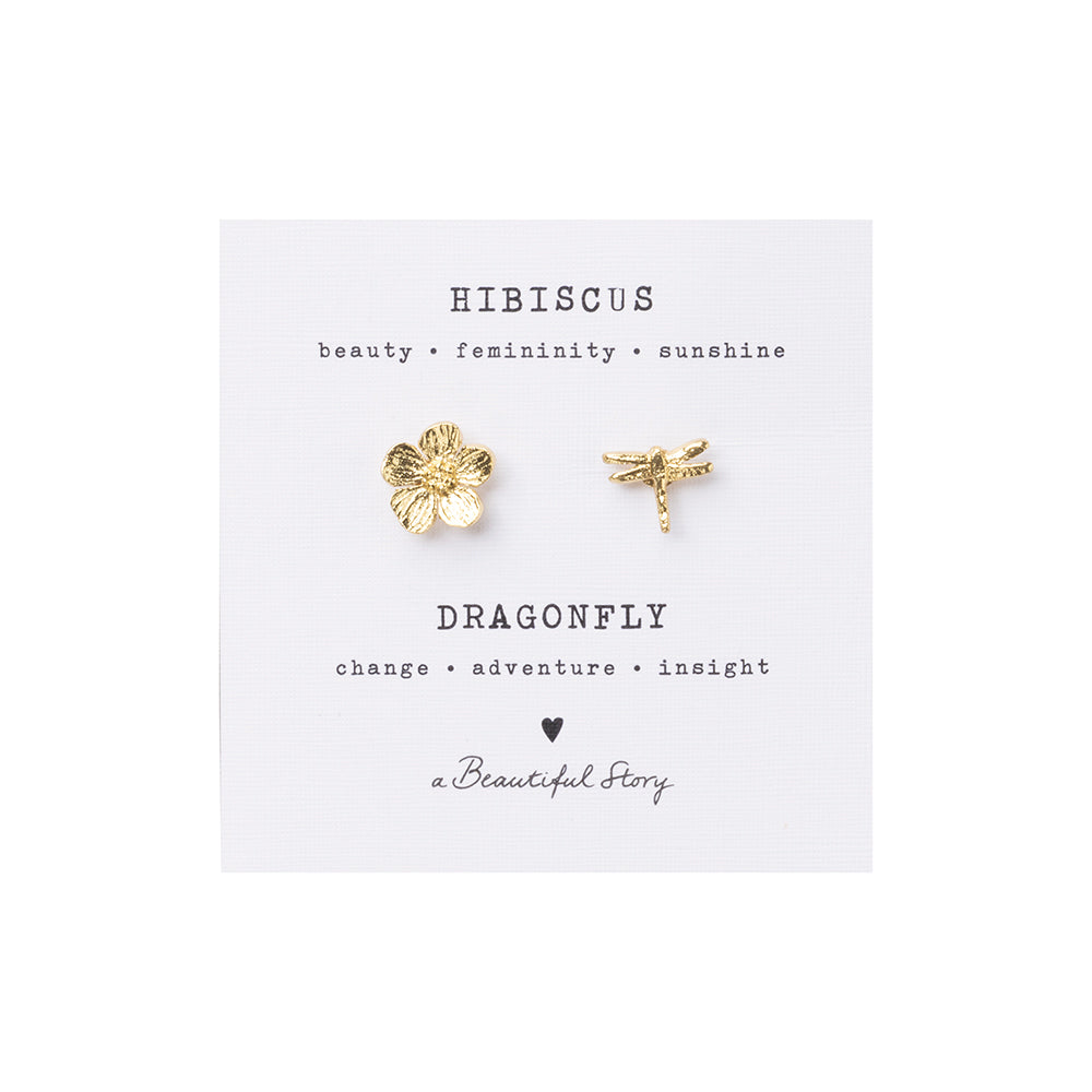 Brooch set Hibiscus - Dragonfly