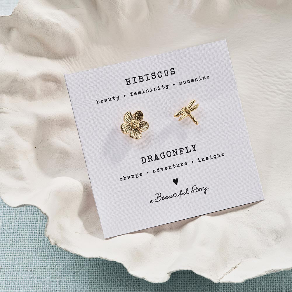 Brooch set Hibiscus - Dragonfly