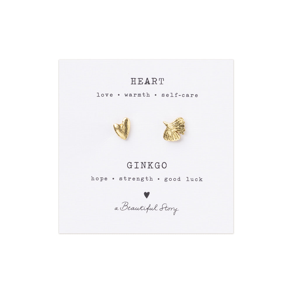 Brooch set Gingko Leaf - Heart
