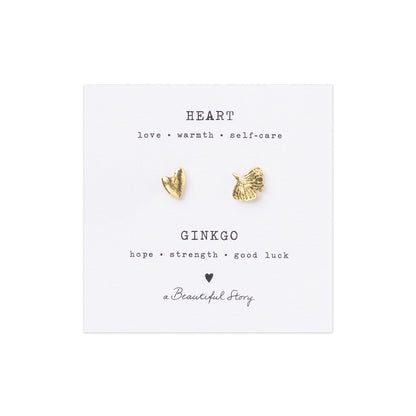 Brooch set Gingko Leaf - Heart