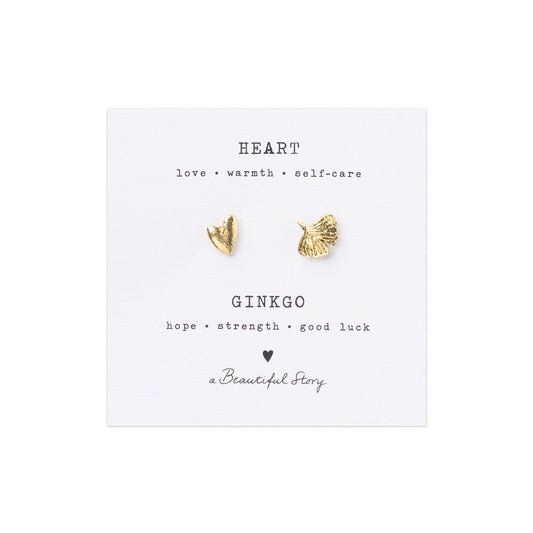 Brooch set Gingko Leaf - Heart