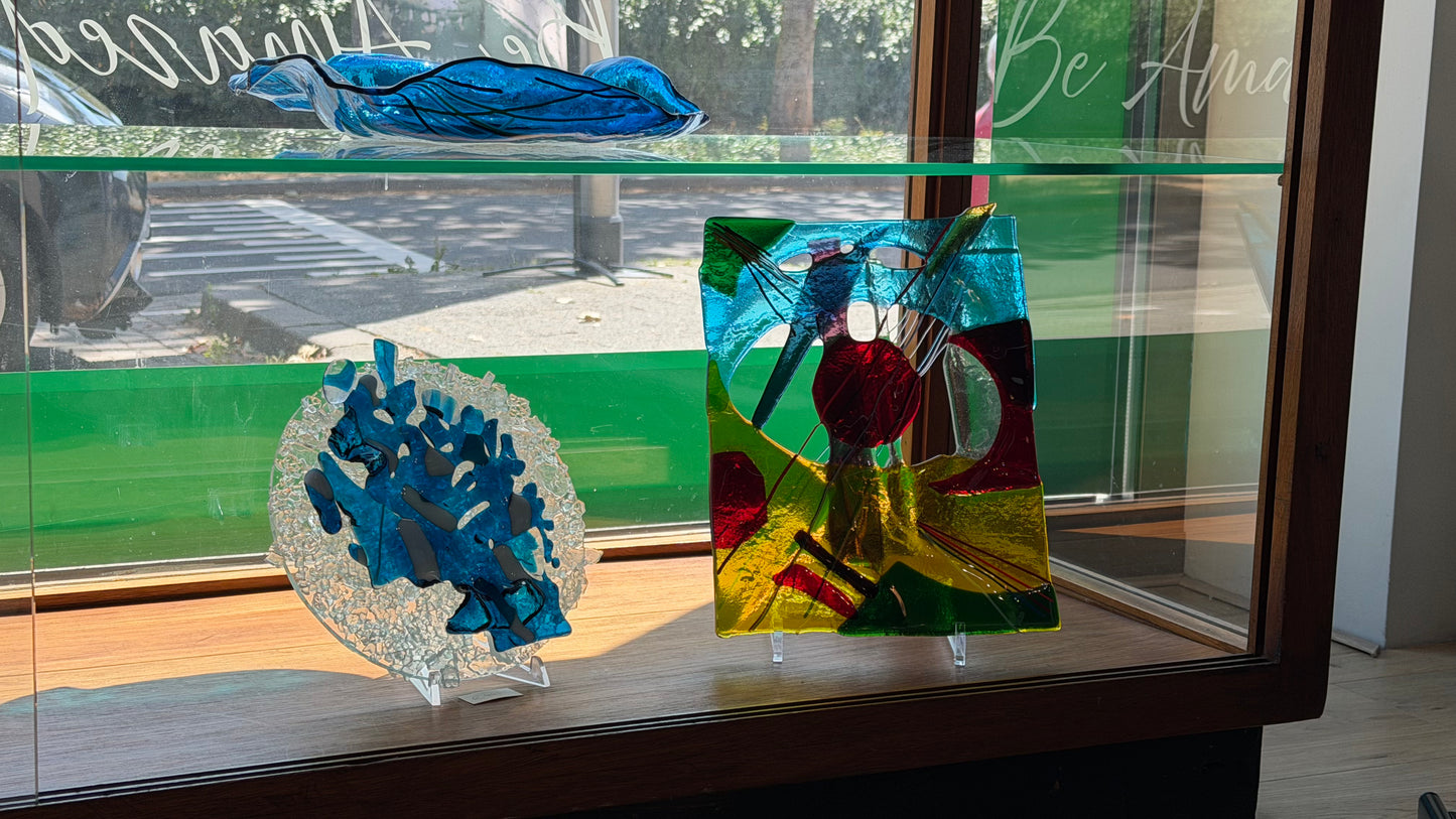 Blue and white Glass